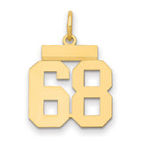 Small Polished Number 68 Charm Pendant in Real 14k Yellow Gold