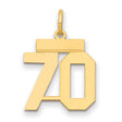 Small Polished Number 70 Charm Pendant in Real 14k Yellow Gold