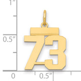 Small Polished Number 73 Charm Pendant in Real 14k Yellow Gold