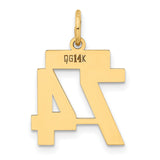 Small Polished Number 74 Charm Pendant in Real 14k Yellow Gold