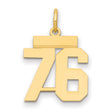 Small Polished Number 76 Charm Pendant in Real 14k Yellow Gold
