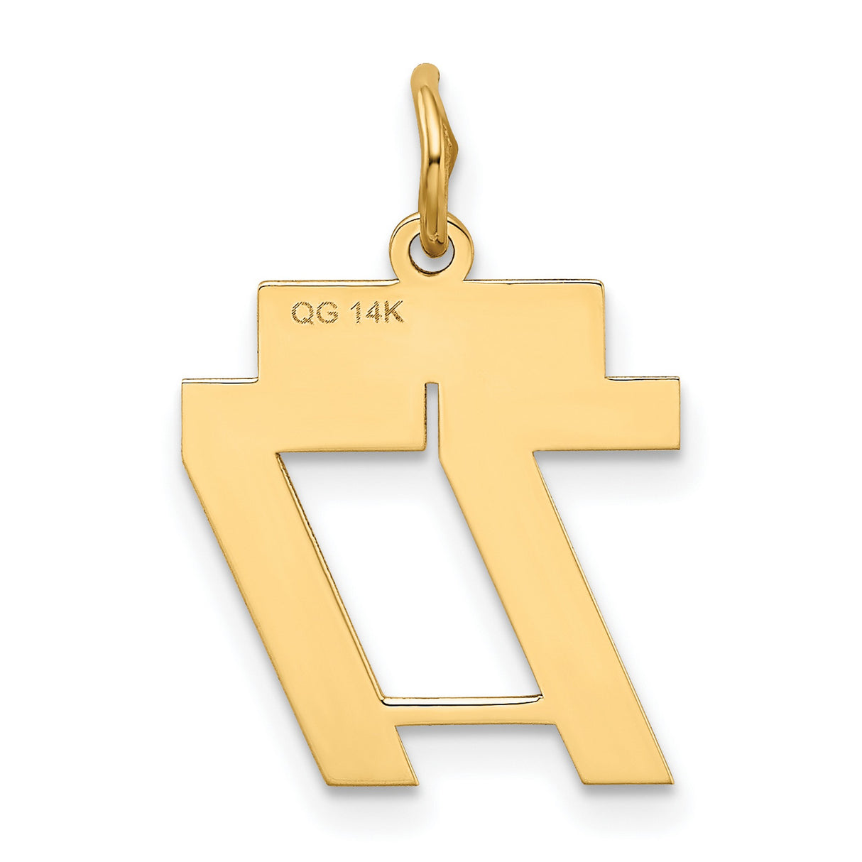 Small Polished Number 77 Charm Pendant in Real 14k Yellow Gold