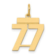 Small Polished Number 77 Charm Pendant in Real 14k Yellow Gold