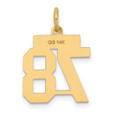 14k Yellow Gold Number 78 Pendant Charm, Bold Block Numerals, Unisex Milestone Jewelry