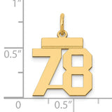 14k Yellow Gold Number 78 Pendant Charm, Bold Block Numerals, Unisex Milestone Jewelry