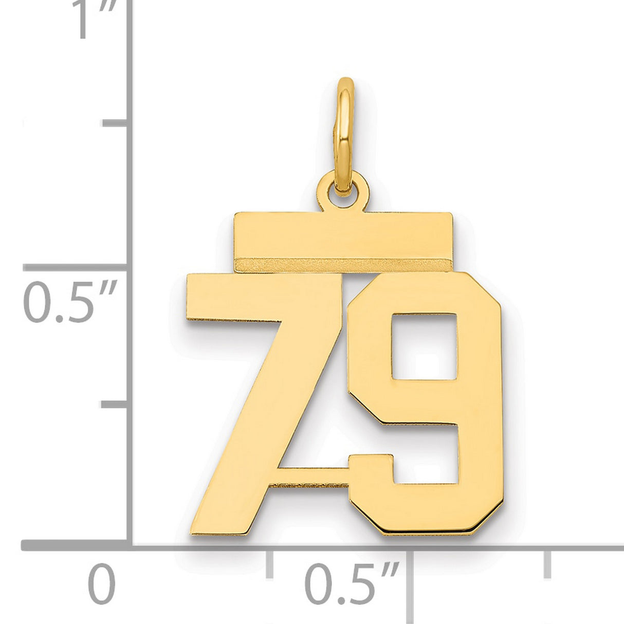 Small Polished Number 79 Charm Pendant in Real 14k Yellow Gold