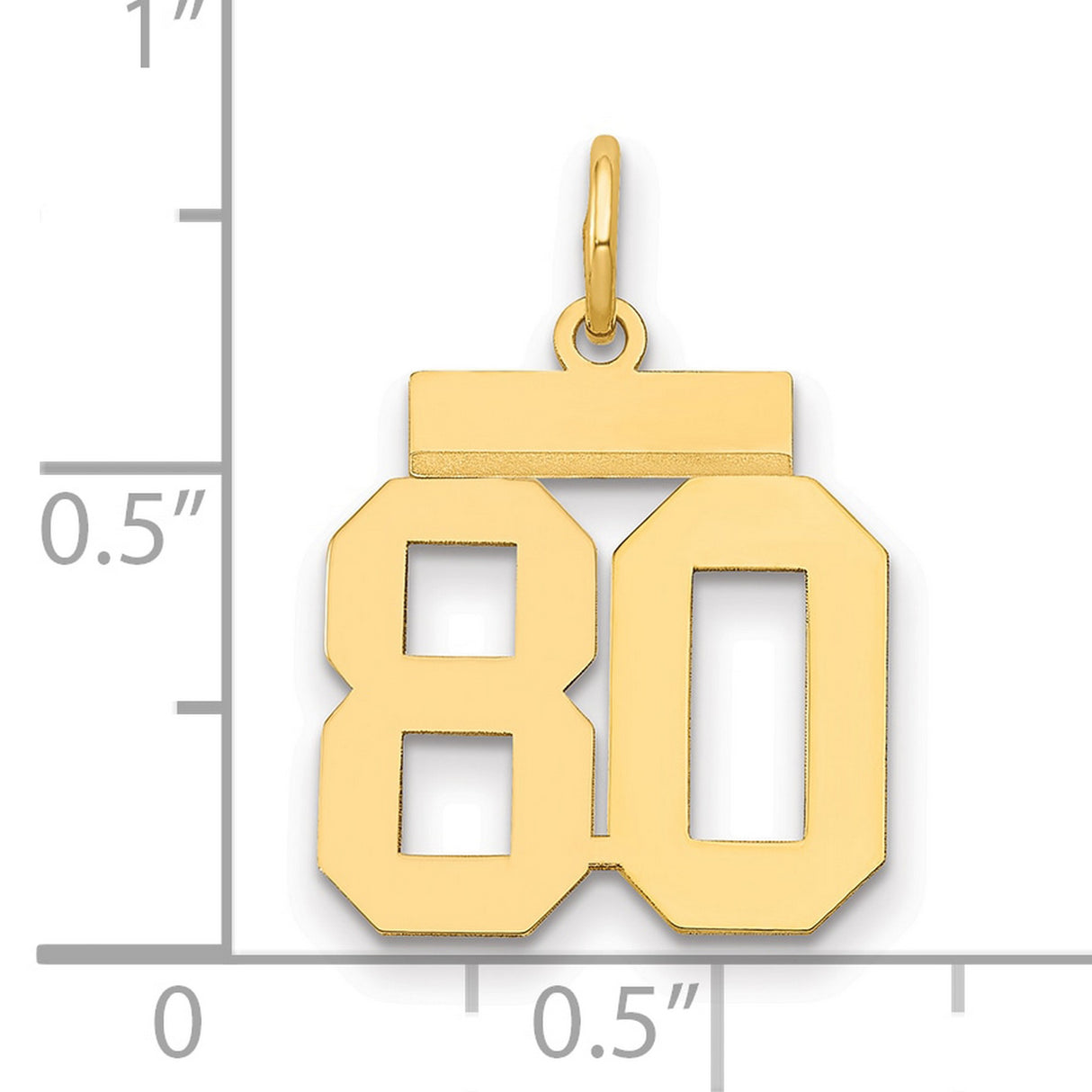 Small Polished Number 80 Charm Pendant in Real 14k Yellow Gold