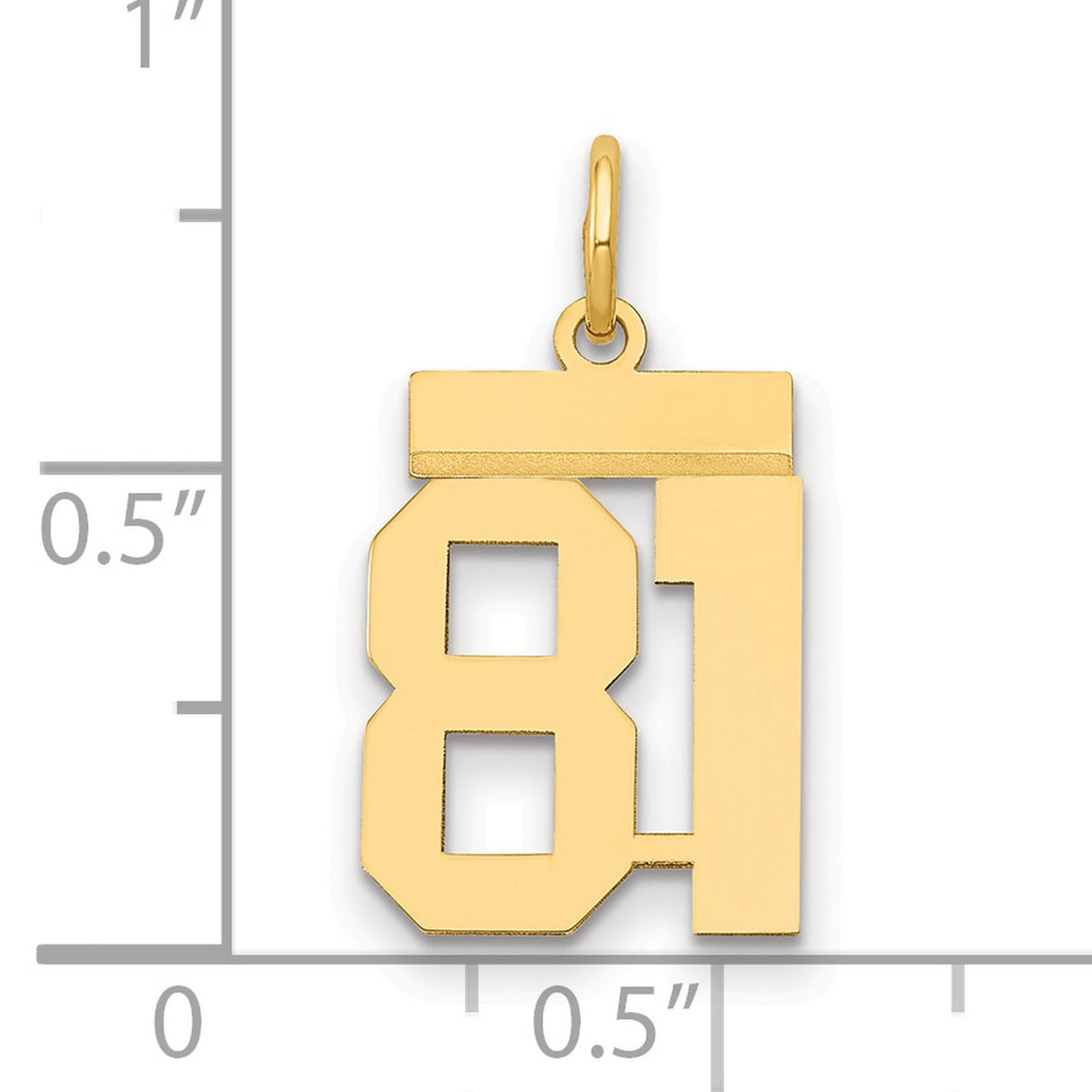 Small Polished Number 81 Charm Pendant in Real 14k Yellow Gold