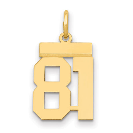 Small Polished Number 81 Charm Pendant in Real 14k Yellow Gold