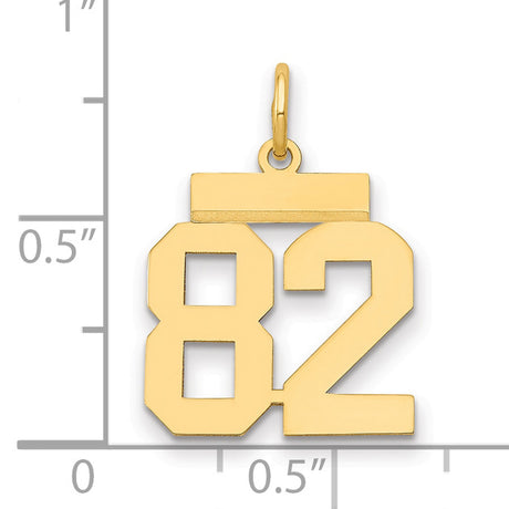 Small Polished Number 82 Charm Pendant in Real 14k Yellow Gold