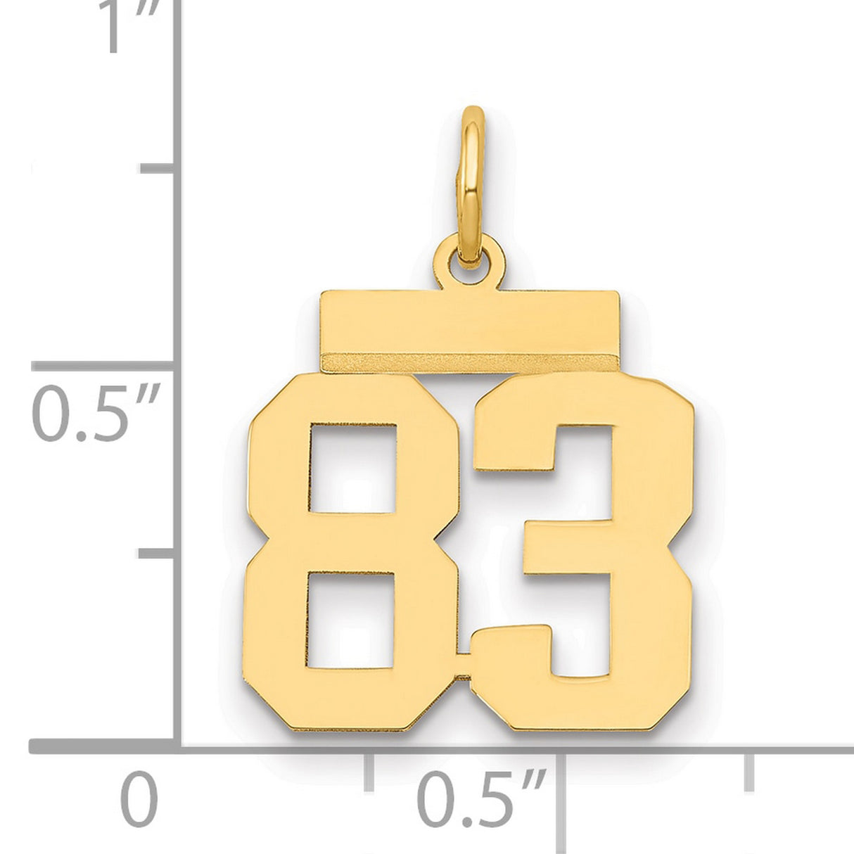 Small Polished Number 83 Charm Pendant in Real 14k Yellow Gold