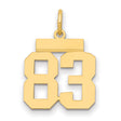 Small Polished Number 83 Charm Pendant in Real 14k Yellow Gold