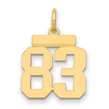 Small Polished Number 83 Charm Pendant in Real 14k Yellow Gold