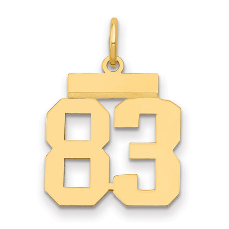 Small Polished Number 83 Charm Pendant in Real 14k Yellow Gold