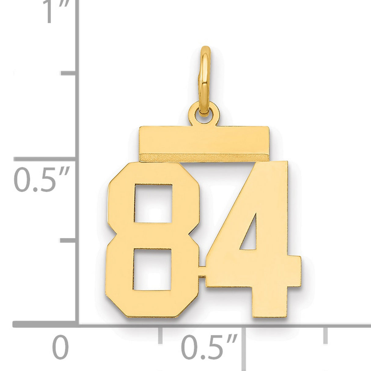 Small Polished Number 84 Charm Pendant in Real 14k Yellow Gold