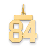 Small Polished Number 84 Charm Pendant in Real 14k Yellow Gold