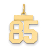Small Polished Number 85 Charm Pendant in Real 14k Yellow Gold