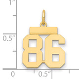 Small Polished Number 86 Charm Pendant in Real 14k Yellow Gold
