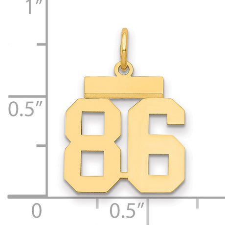 Small Polished Number 86 Charm Pendant in Real 14k Yellow Gold