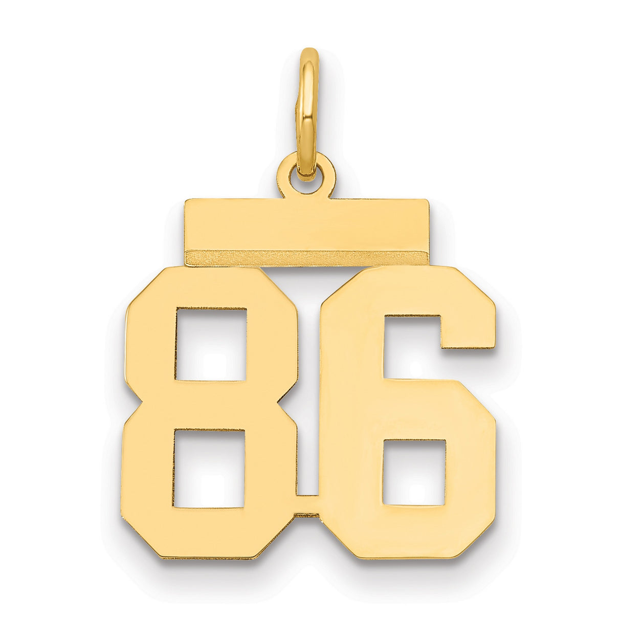Small Polished Number 86 Charm Pendant in Real 14k Yellow Gold