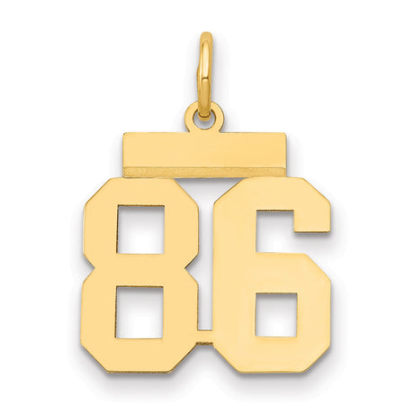 Small Polished Number 86 Charm Pendant in Real 14k Yellow Gold
