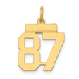 Small Polished Number 87 Charm Pendant in Real 14k Yellow Gold