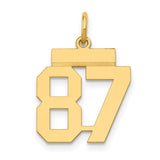 Small Polished Number 87 Charm Pendant in Real 14k Yellow Gold