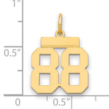 Small Polished Number 88 Charm Pendant in Real 14k Yellow Gold