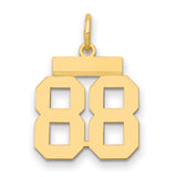 Small Polished Number 88 Charm Pendant in Real 14k Yellow Gold