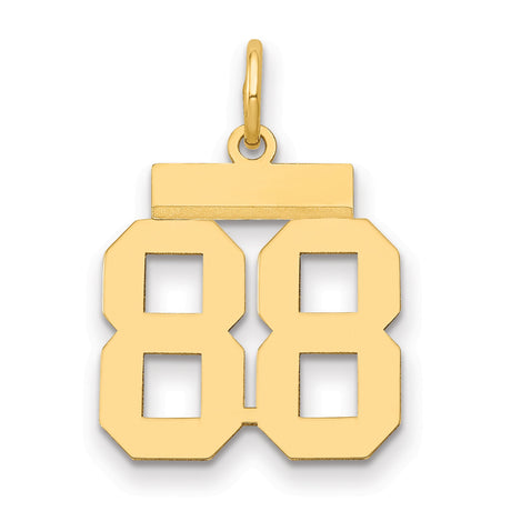 Small Polished Number 88 Charm Pendant in Real 14k Yellow Gold