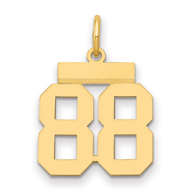 Small Polished Number 88 Charm Pendant in Real 14k Yellow Gold