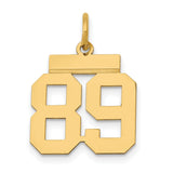 14k Yellow Gold Number 89 Pendant, Block Style Sports Charm for Men and Women