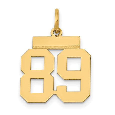 14k Yellow Gold Number 89 Pendant, Block Style Sports Charm for Men and Women