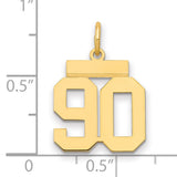 Small Polished Number 90 Charm Pendant in Real 14k Yellow Gold