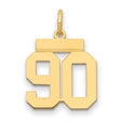Small Polished Number 90 Charm Pendant in Real 14k Yellow Gold