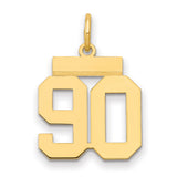 Small Polished Number 90 Charm Pendant in Real 14k Yellow Gold