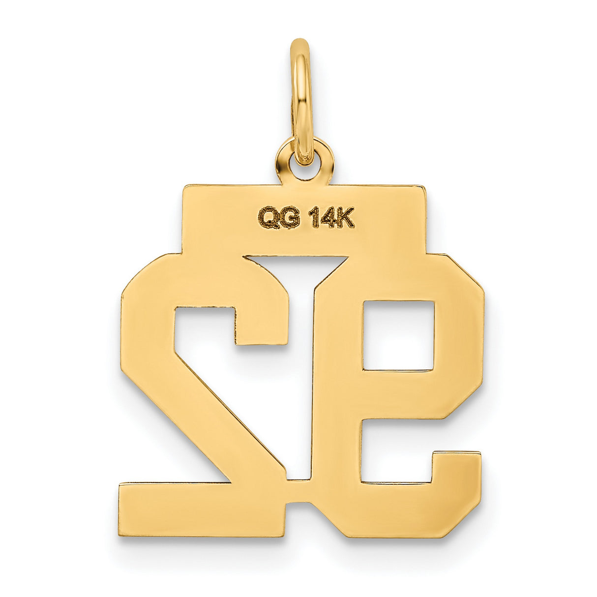 14k Yellow Gold Number 92 Pendant Charm, Bold Block Numerals, Sports Theme, Unisex Jewelry