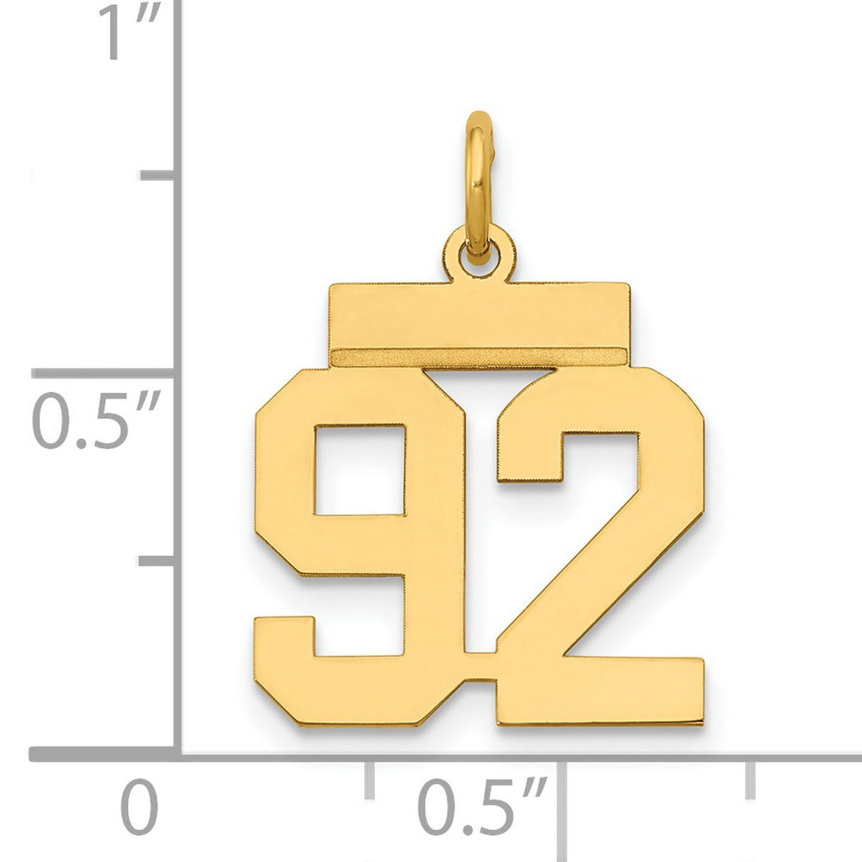 14k Yellow Gold Number 92 Pendant Charm, Bold Block Numerals, Sports Theme, Unisex Jewelry