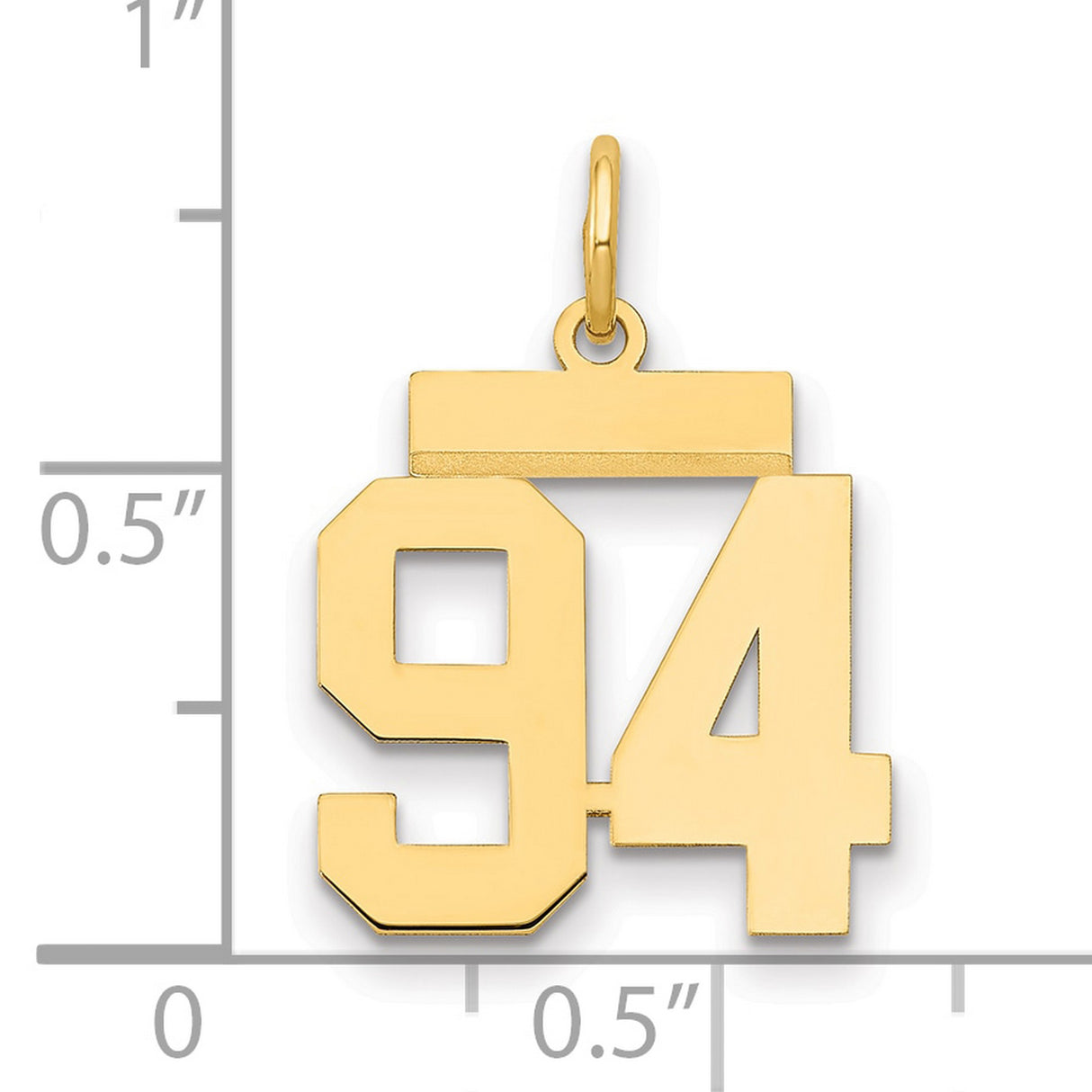 14k Yellow Gold Number 94 Pendant Charm, Bold Block Digits, Sports Milestone Jewelry