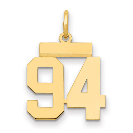 14k Yellow Gold Number 94 Pendant Charm, Bold Block Digits, Sports Milestone Jewelry