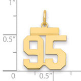 Small Polished Number 95 Charm Pendant in Real 14k Yellow Gold