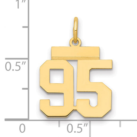 Small Polished Number 95 Charm Pendant in Real 14k Yellow Gold