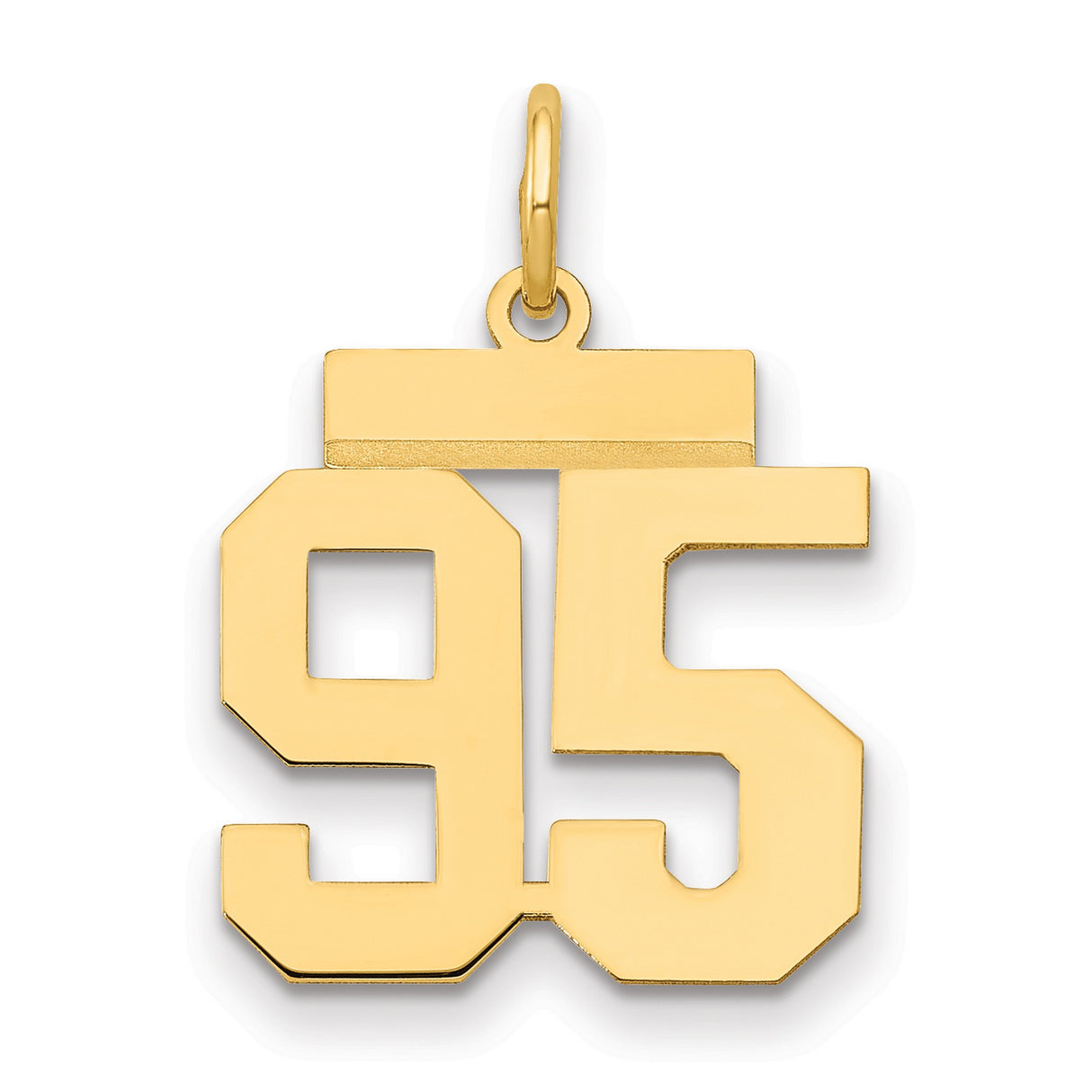 Small Polished Number 95 Charm Pendant in Real 14k Yellow Gold