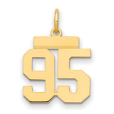 Small Polished Number 95 Charm Pendant in Real 14k Yellow Gold