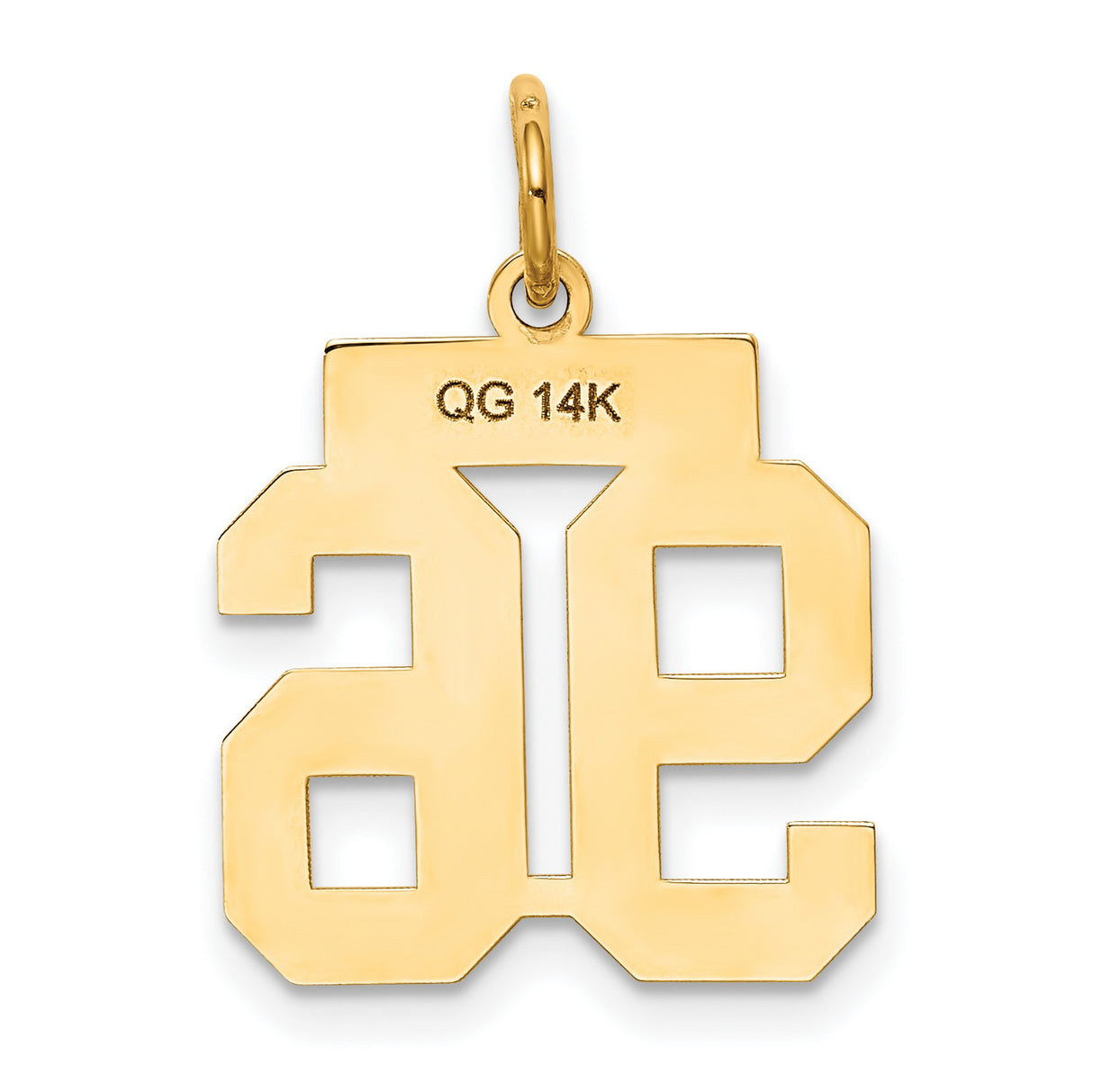 Small Polished Number 96 Charm Pendant in Real 14k Yellow Gold