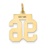 Small Polished Number 96 Charm Pendant in Real 14k Yellow Gold