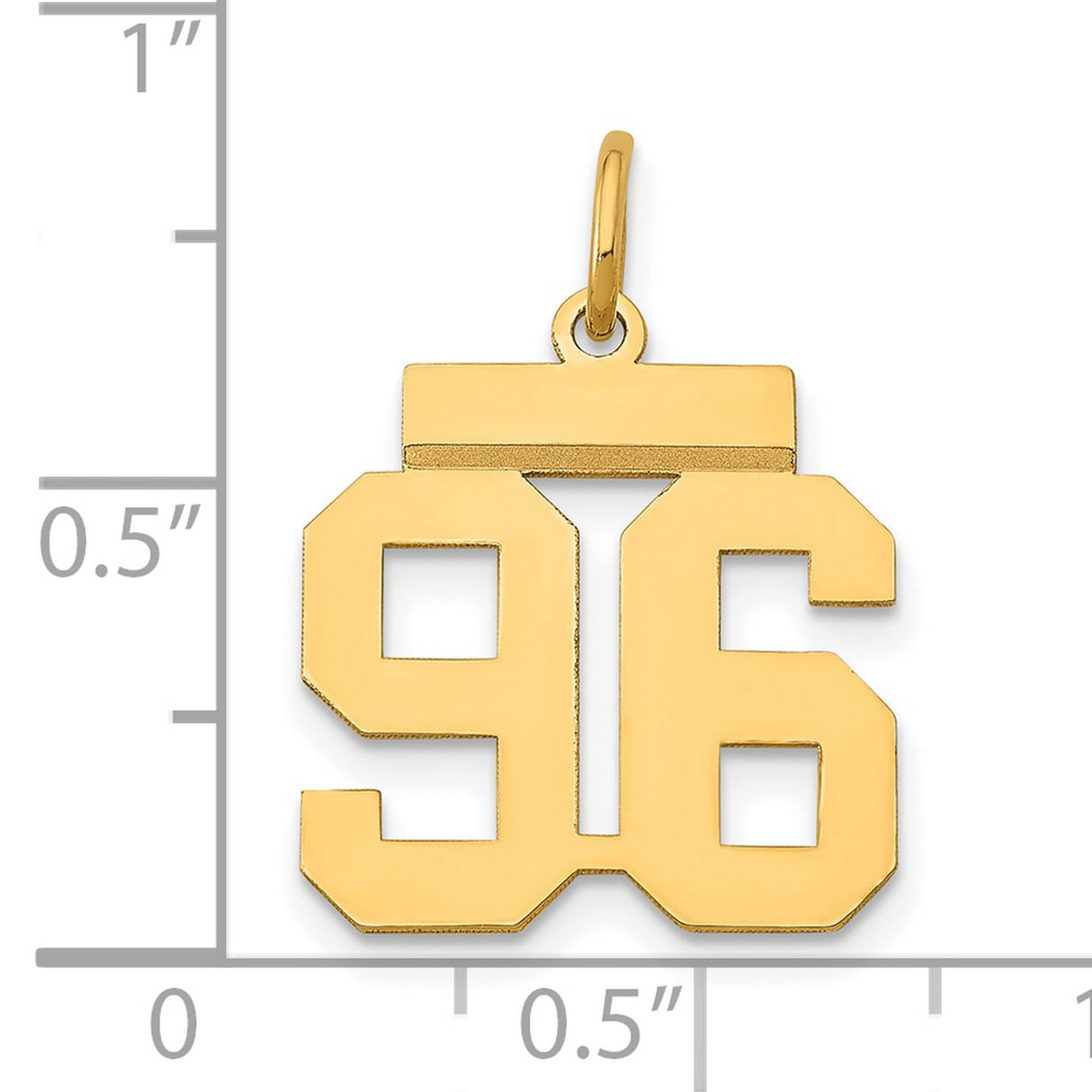 Small Polished Number 96 Charm Pendant in Real 14k Yellow Gold