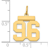Small Polished Number 96 Charm Pendant in Real 14k Yellow Gold