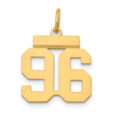 Small Polished Number 96 Charm Pendant in Real 14k Yellow Gold
