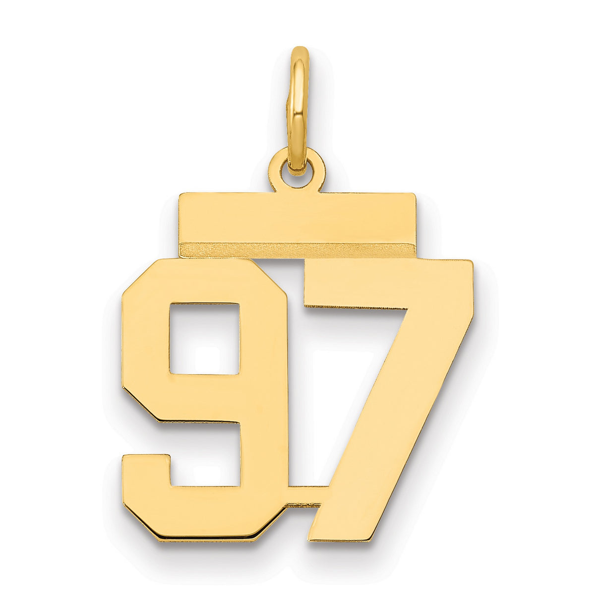 Small Polished Number 97 Charm Pendant in Real 14k Yellow Gold